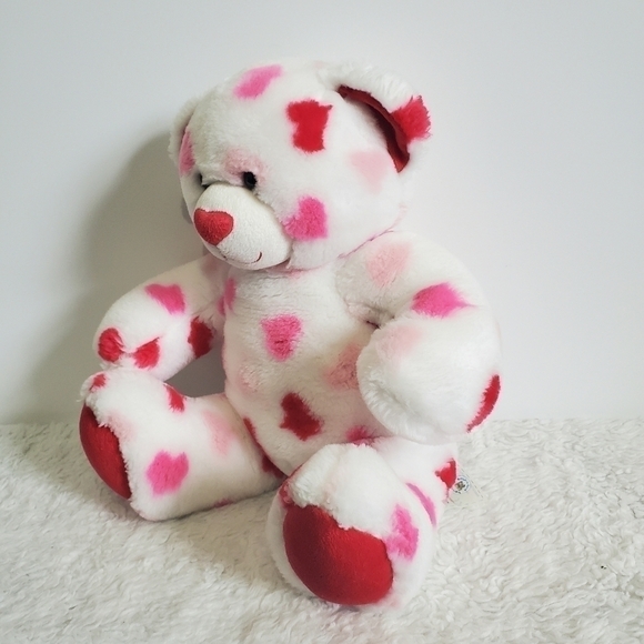Build A Bear Valentine Hearts White Red Pink Teddy Bear - Picture 2 of 13